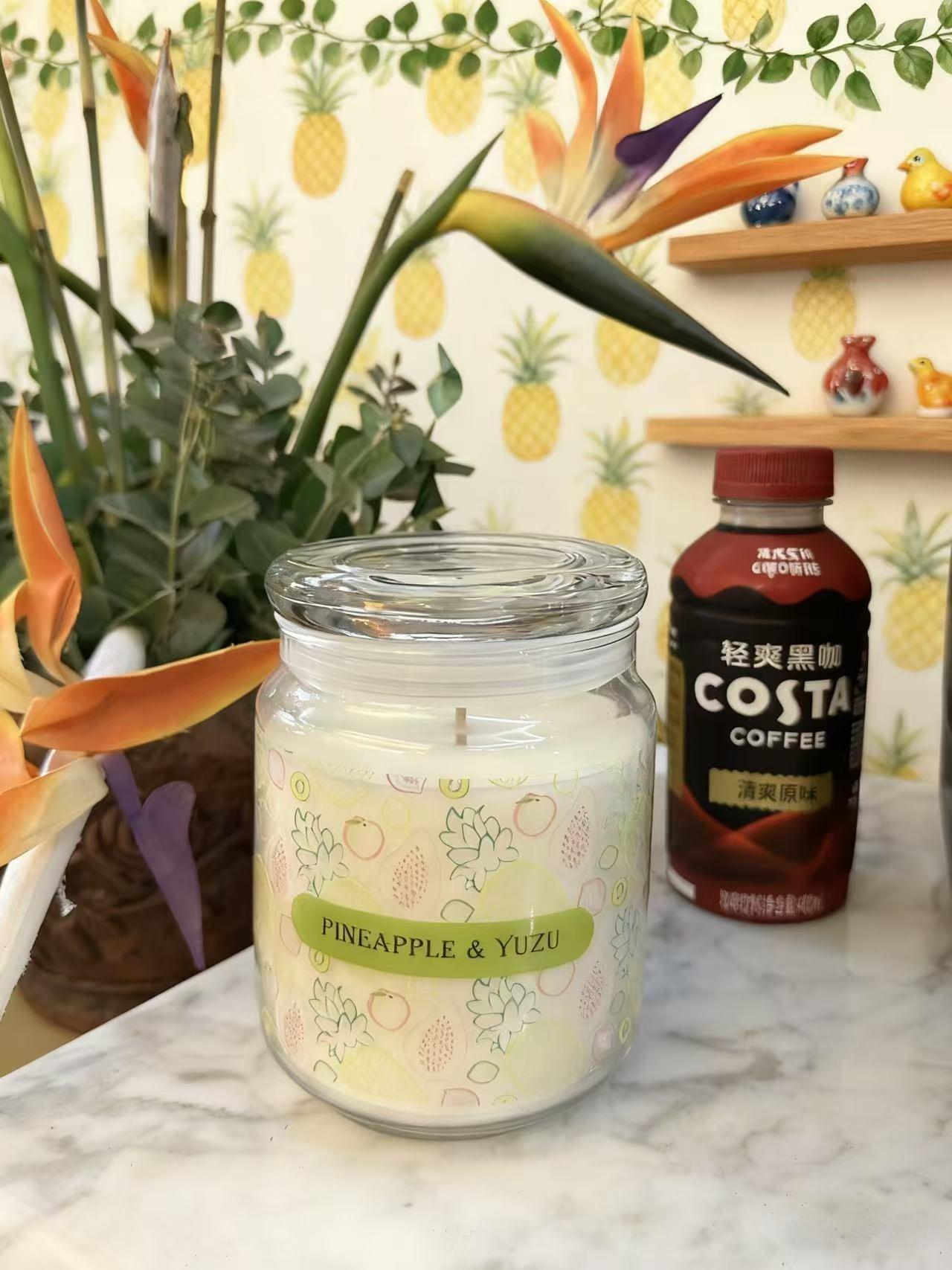 20oz Large Glass Jar Candle - Pineapple & YUZU